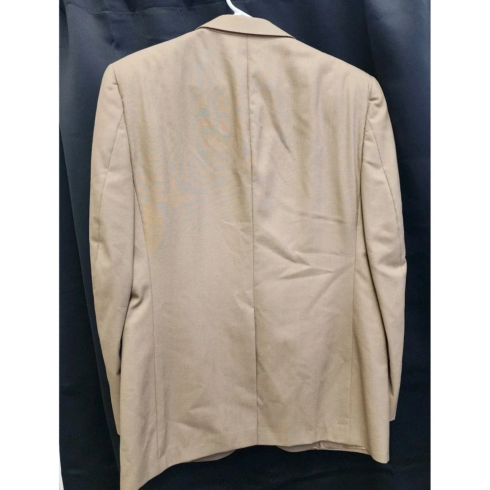 Burberrys‎ Pure Wool Blazer Sport Coat Jacket Gold Buttons Tan Logo Lined